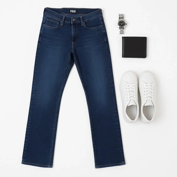 Paige Lennox Slim Fit Men’s Jeans Size 33 Dark Wash Premium Stretch Denim in EUC - Picture 2 of 15